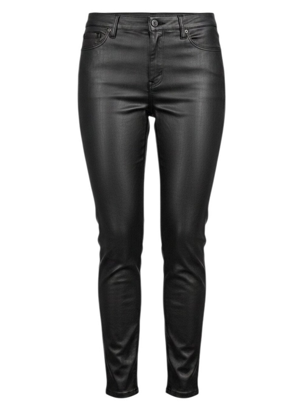 Social Standard by Sanctuary Black Coated Faux Leather Ankle Skinny Jeans 10 NWT